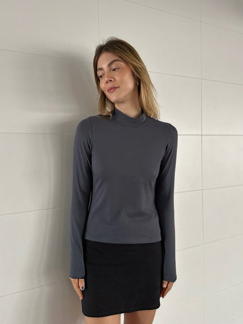 Blusa Manga Longa Algodão Egípcio Grey