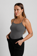 Blusa de Alça Frente Dupla Cinza