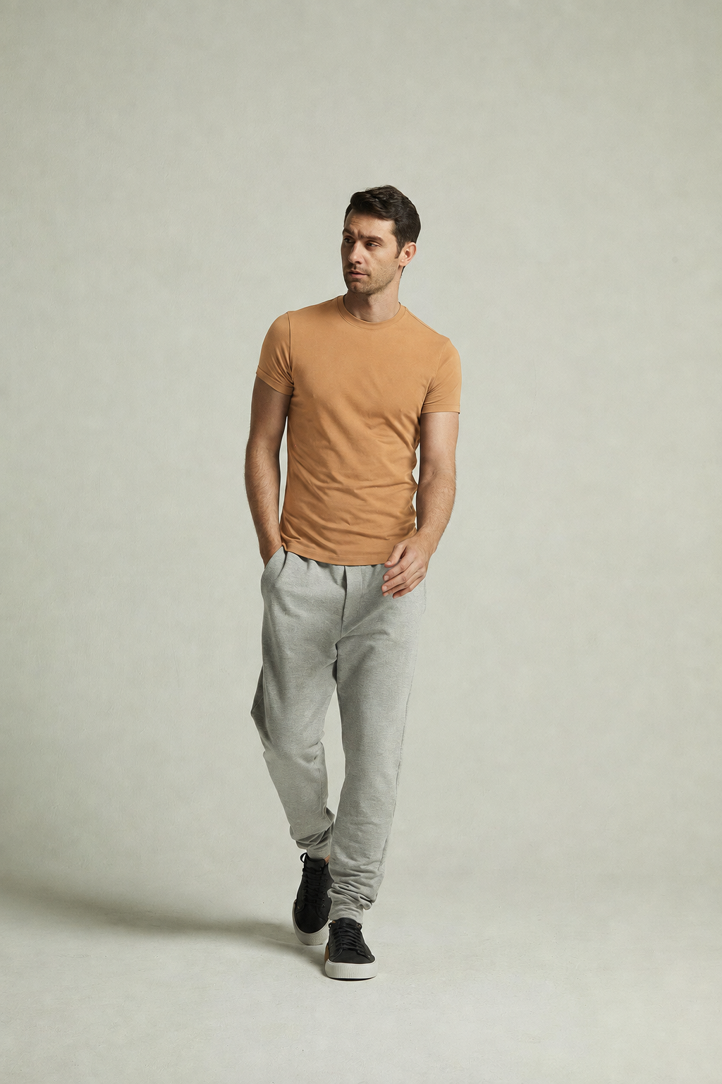 Camiseta Slim Fit Algodão Egípcio Bege