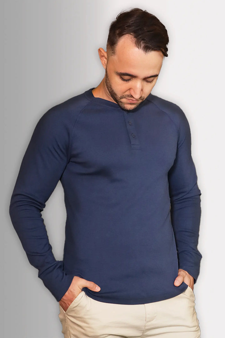 Henley Raglan Algodão Egípcio