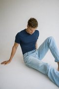 Camiseta Slim Fit Algodão Egípcio Azul Marinho