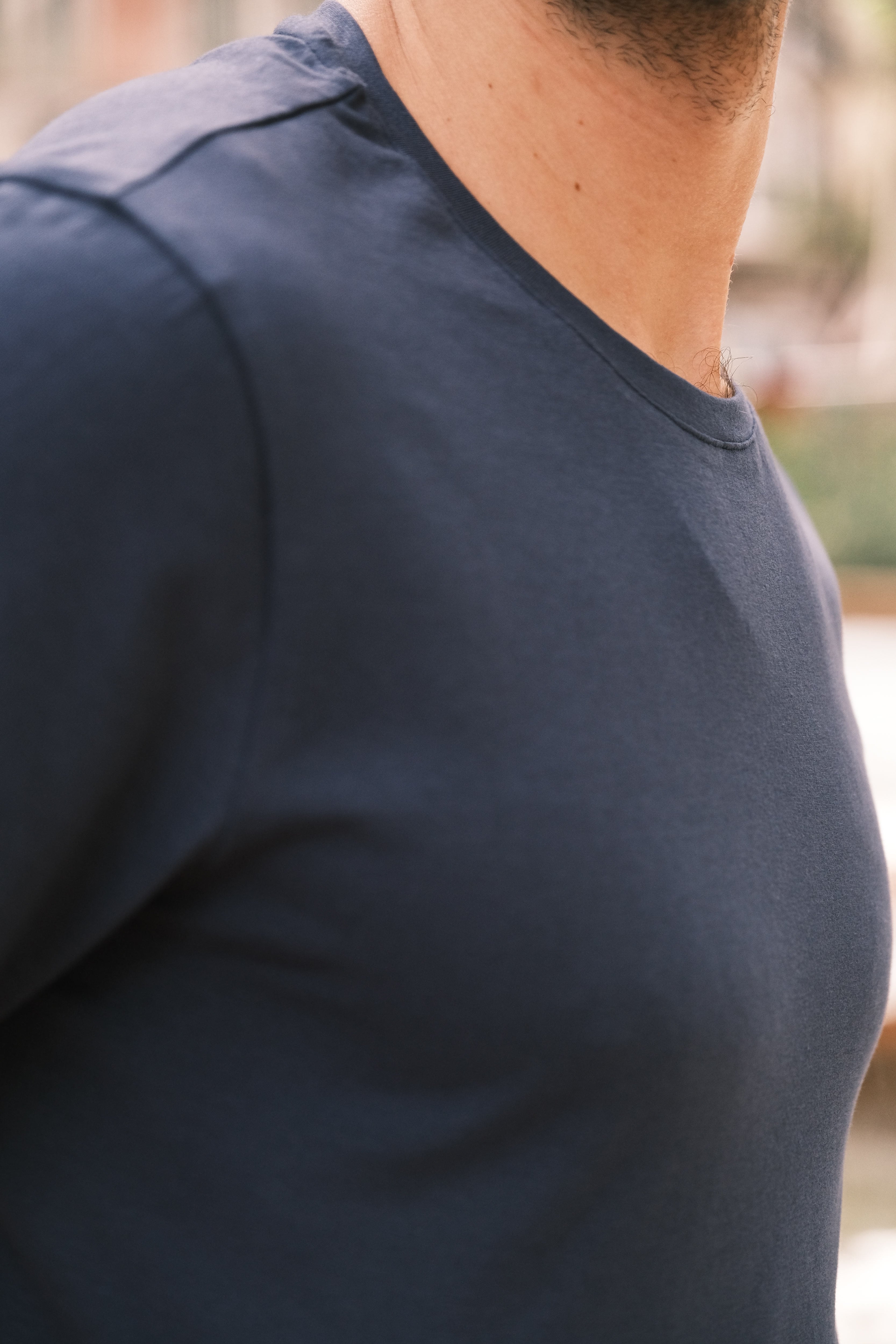 Camiseta Clássica Azul Marinho Algodão Egípcio - Masculina