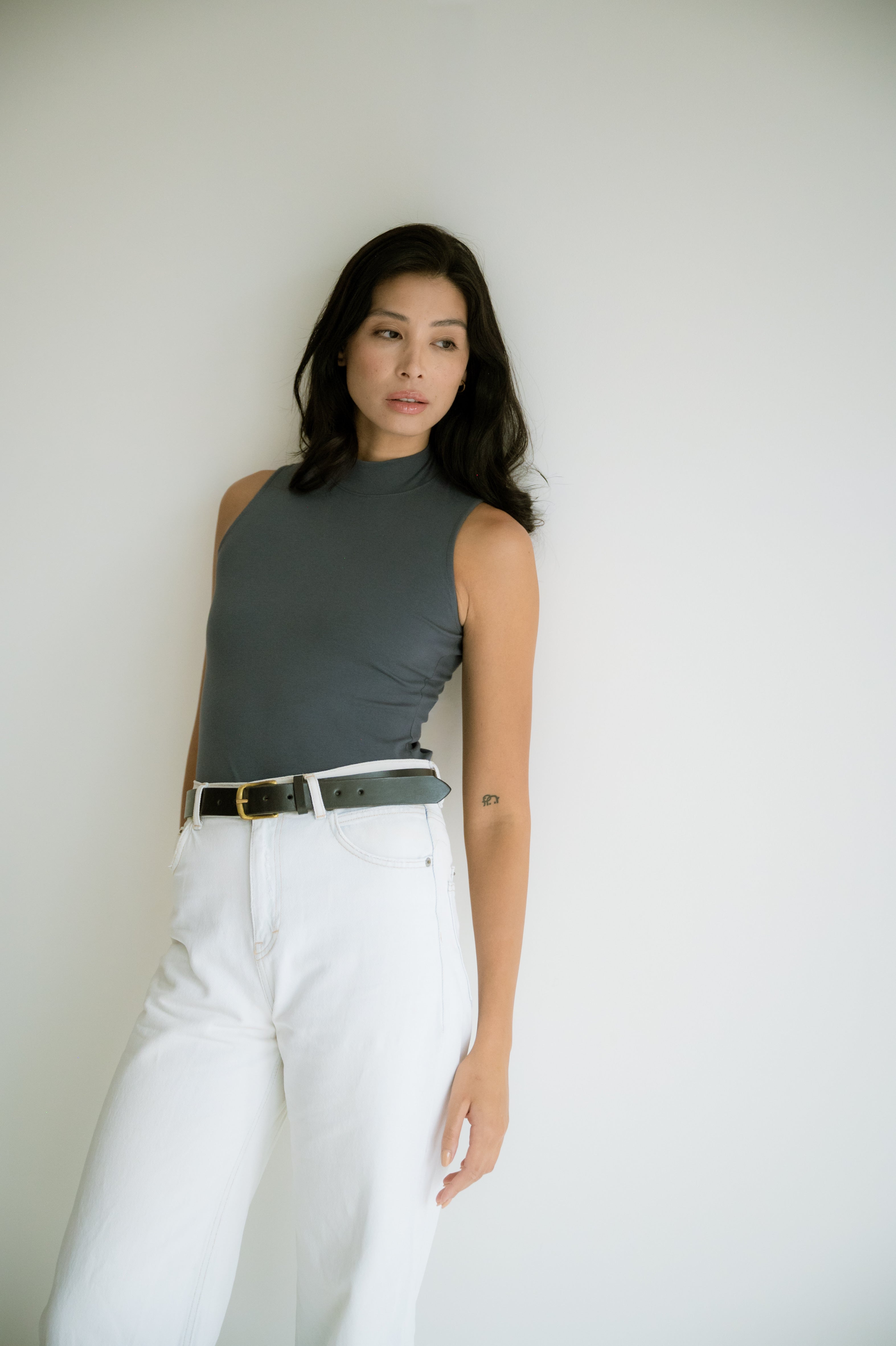 Regata Gola Alta Algodão Egípcio Grey