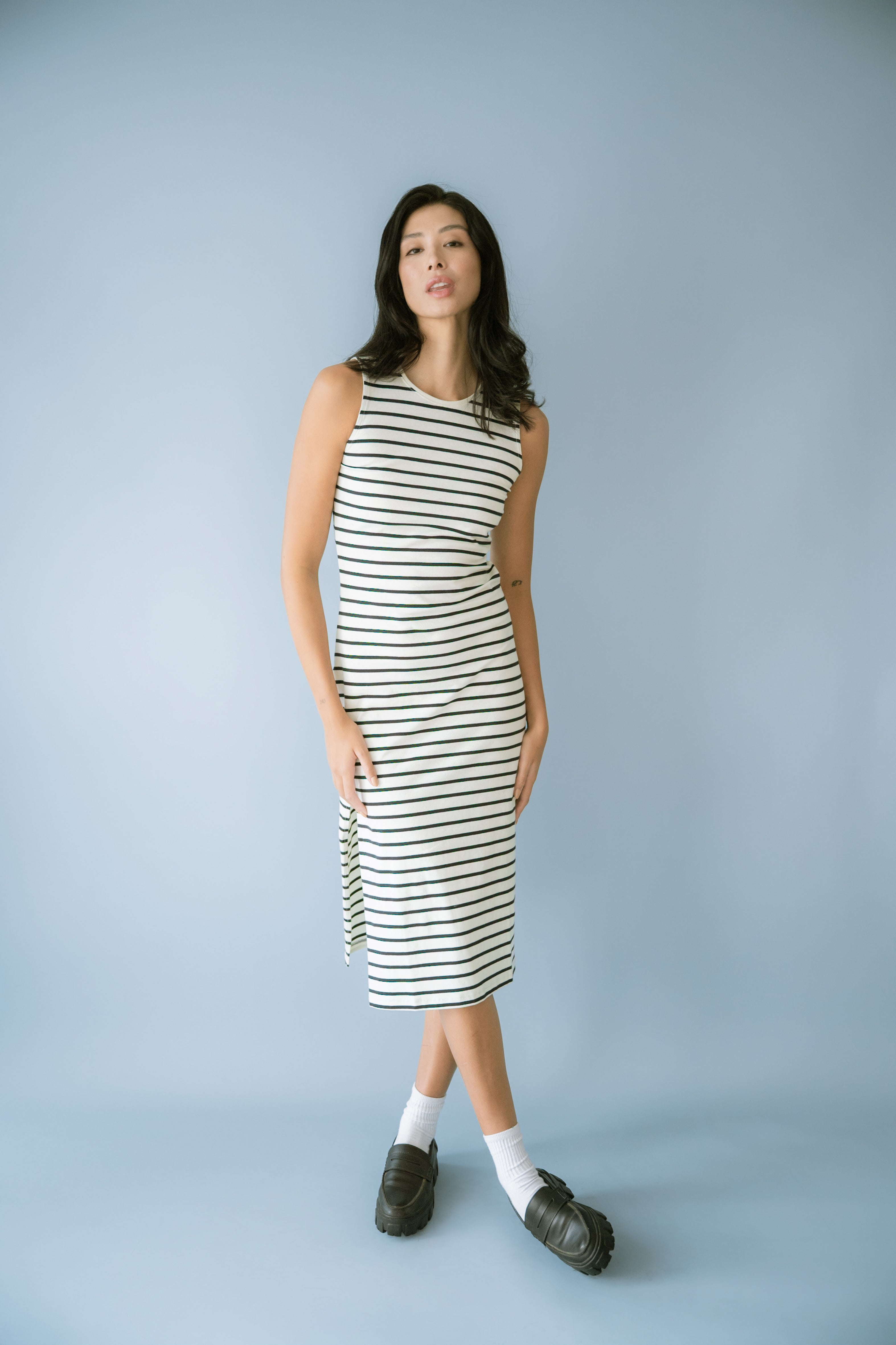 Vestido Listrado 100% Algodão