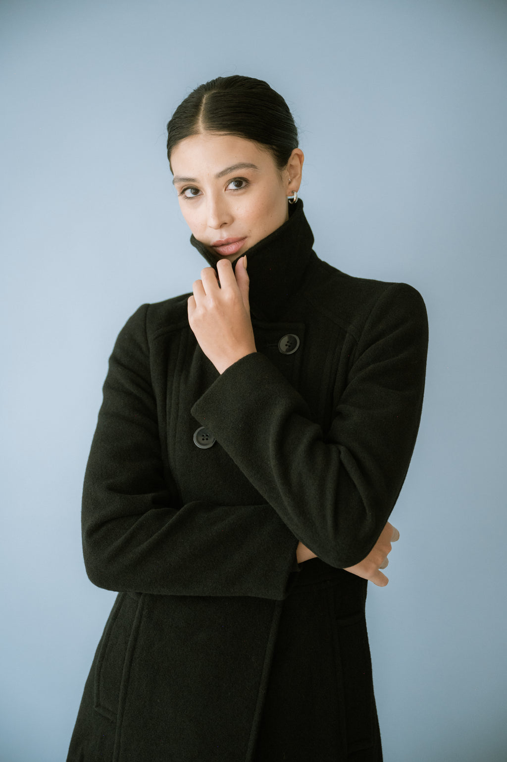 Casaco Minimal com Lã Preto