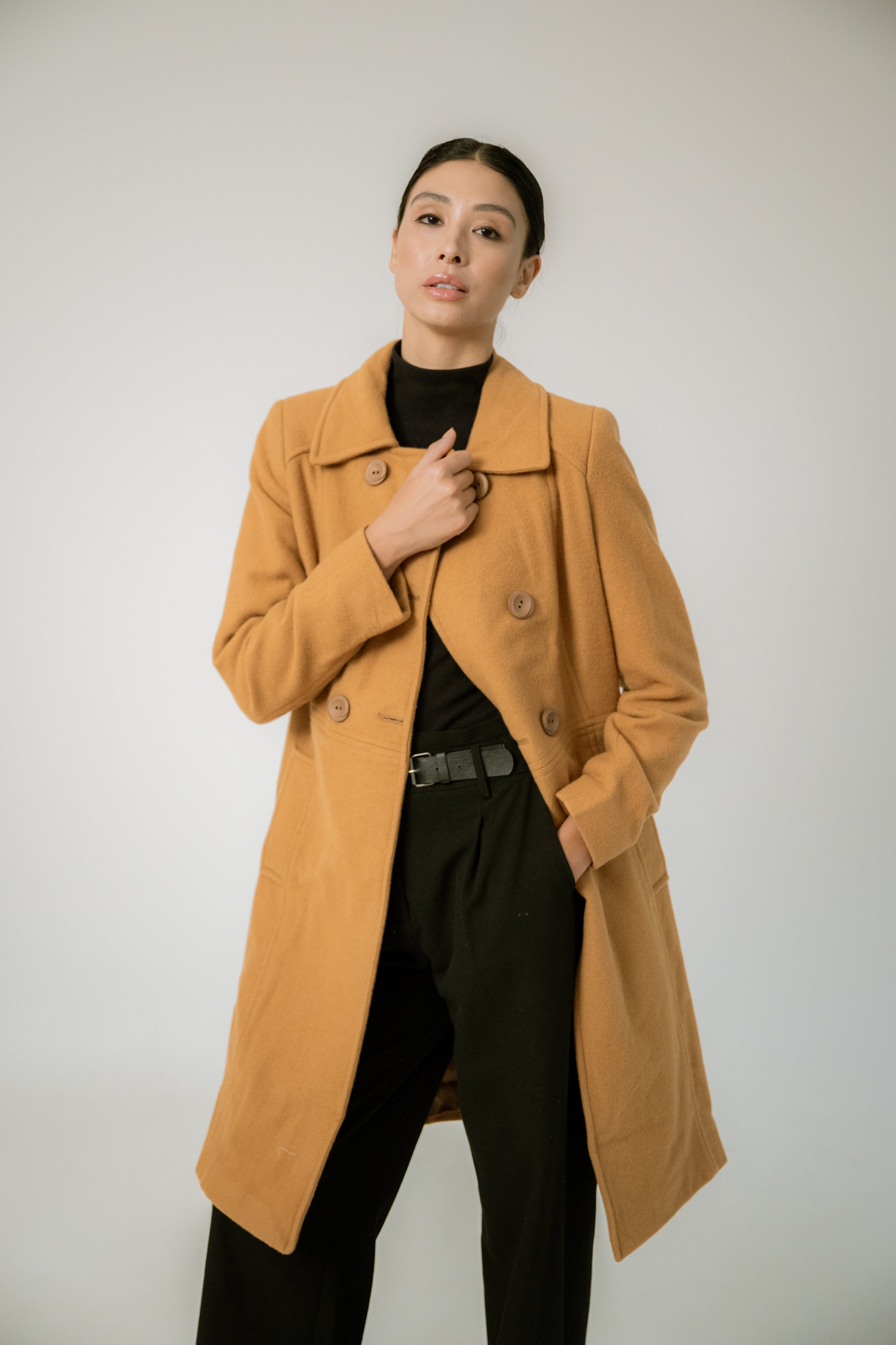 Casaco Minimal com Lã Golden Camel