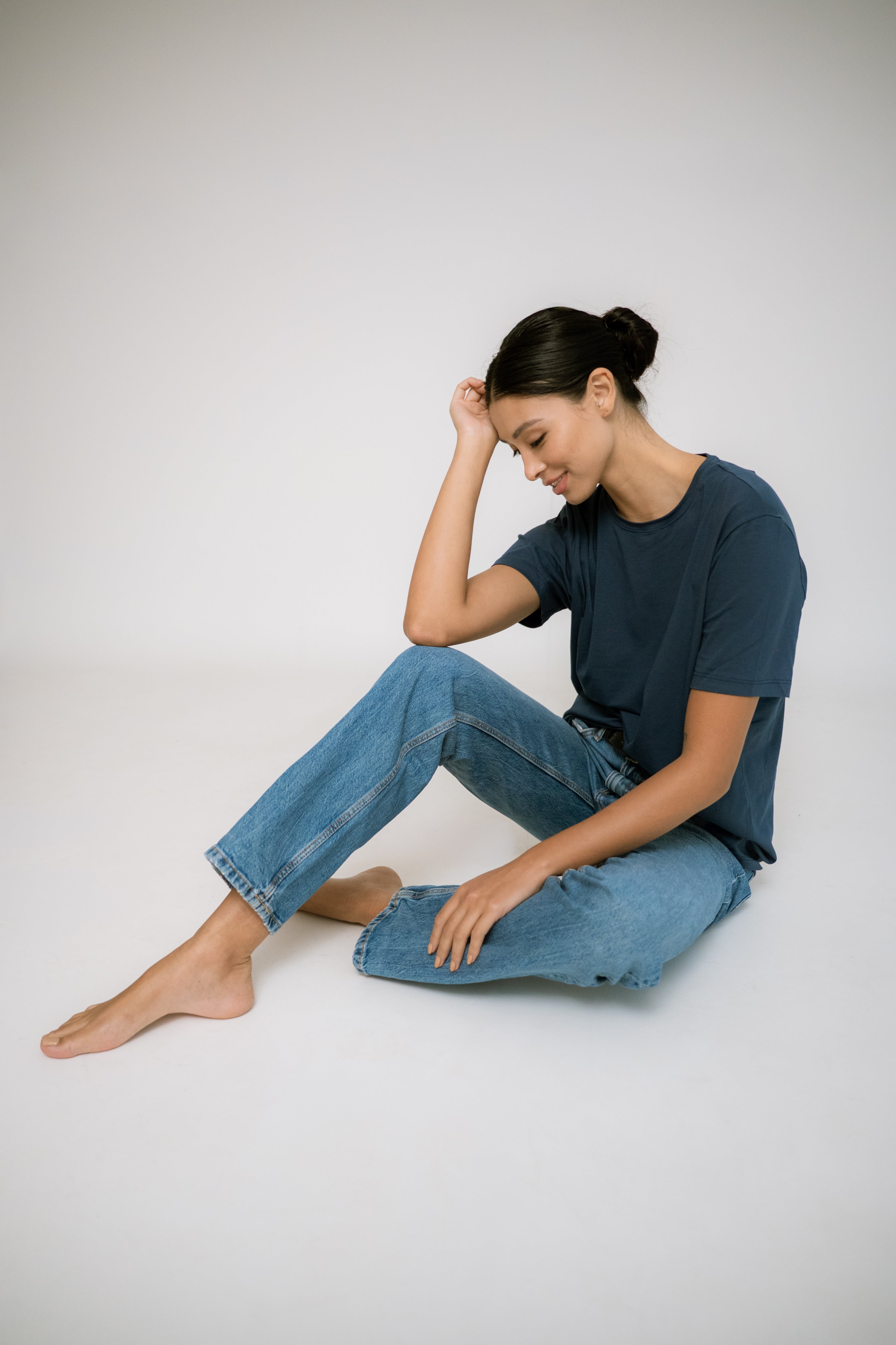 Camiseta Clássica Algodão Egípcio Azul Marinho