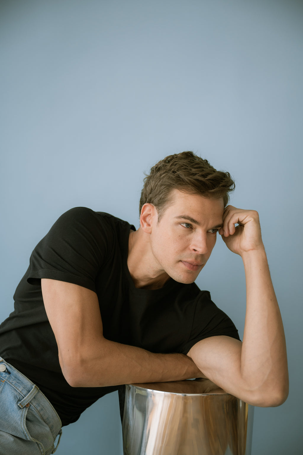 Camiseta Slim Fit V Algodão Egípcio Preta