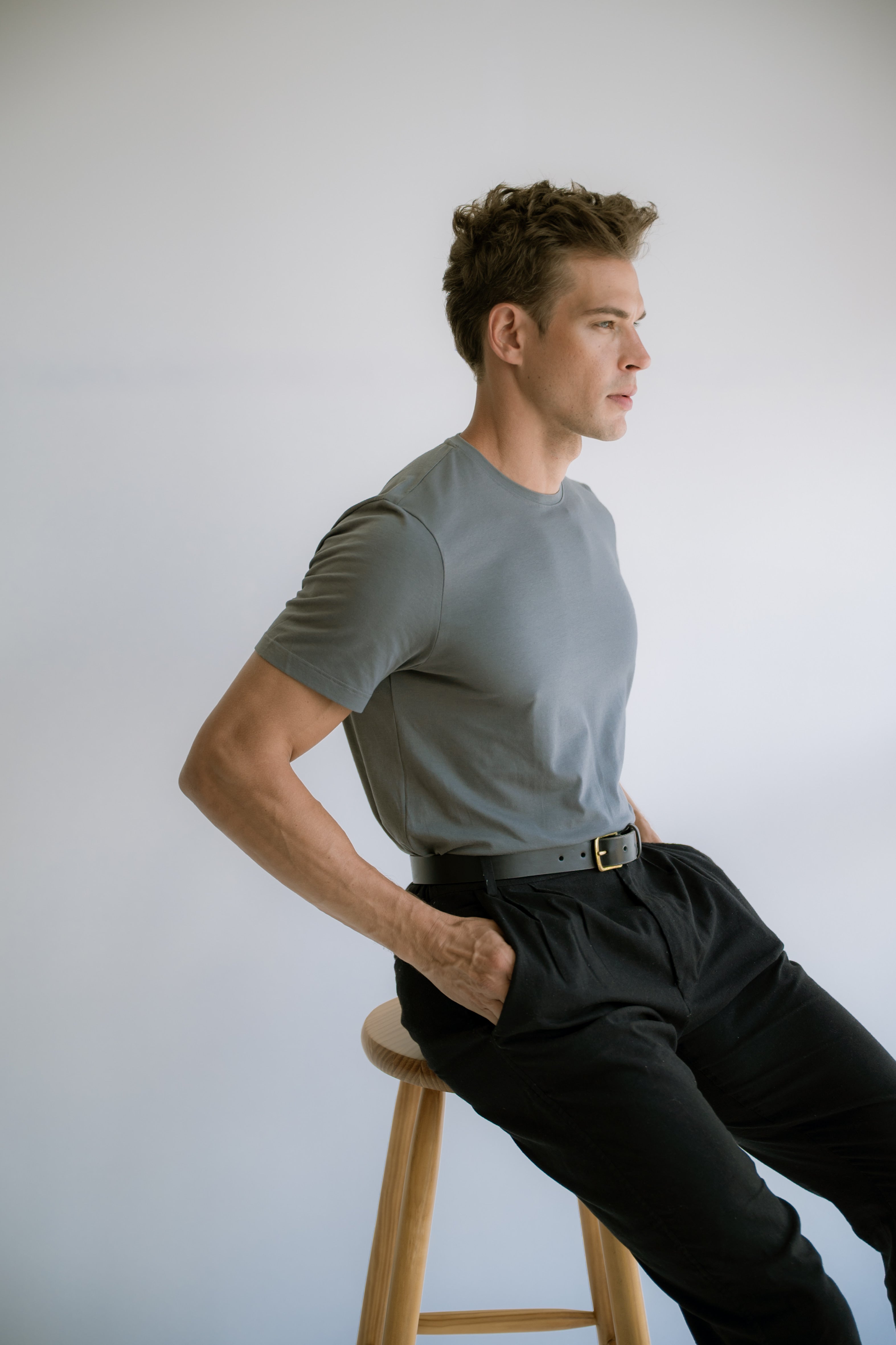 Camiseta Clássica Algodão Egípcio Cinza