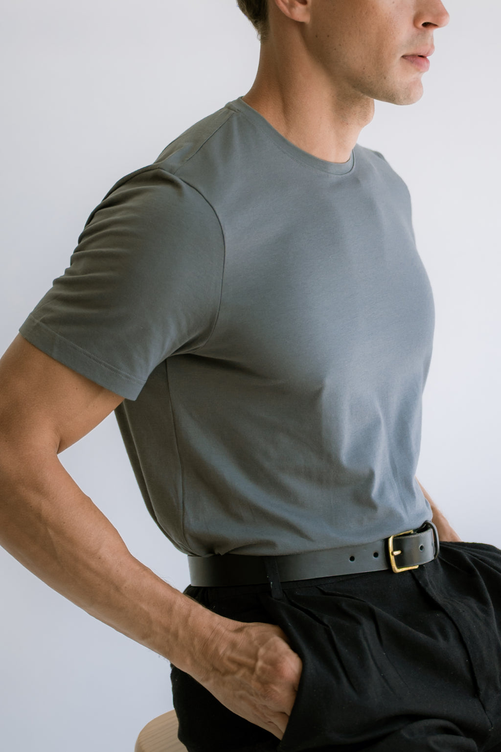 Camiseta Clássica Algodão Egípcio Cinza