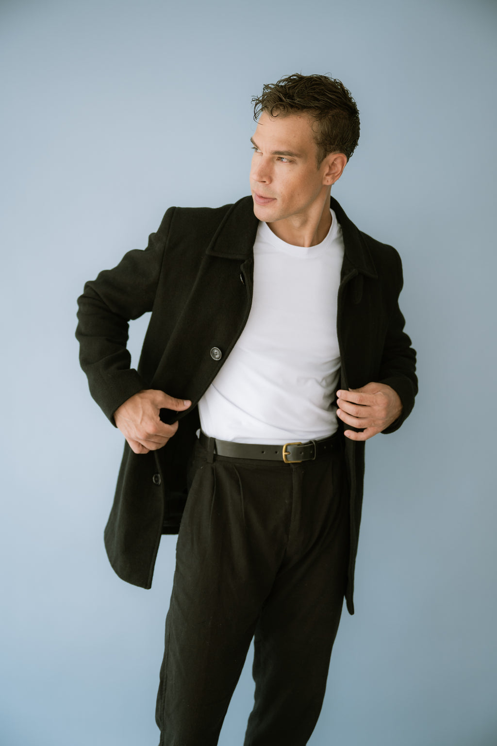 Casaco Minimal com Lã Preto