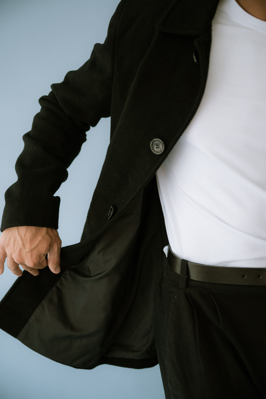 Casaco Minimal com Lã Preto