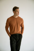 Camiseta Slim Fit Manga Longa Algodão Egípcio Terracota