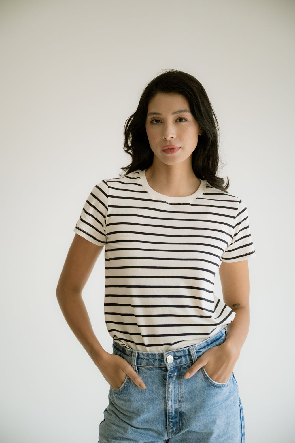 Camiseta Feminina Listrada 100% Algodão