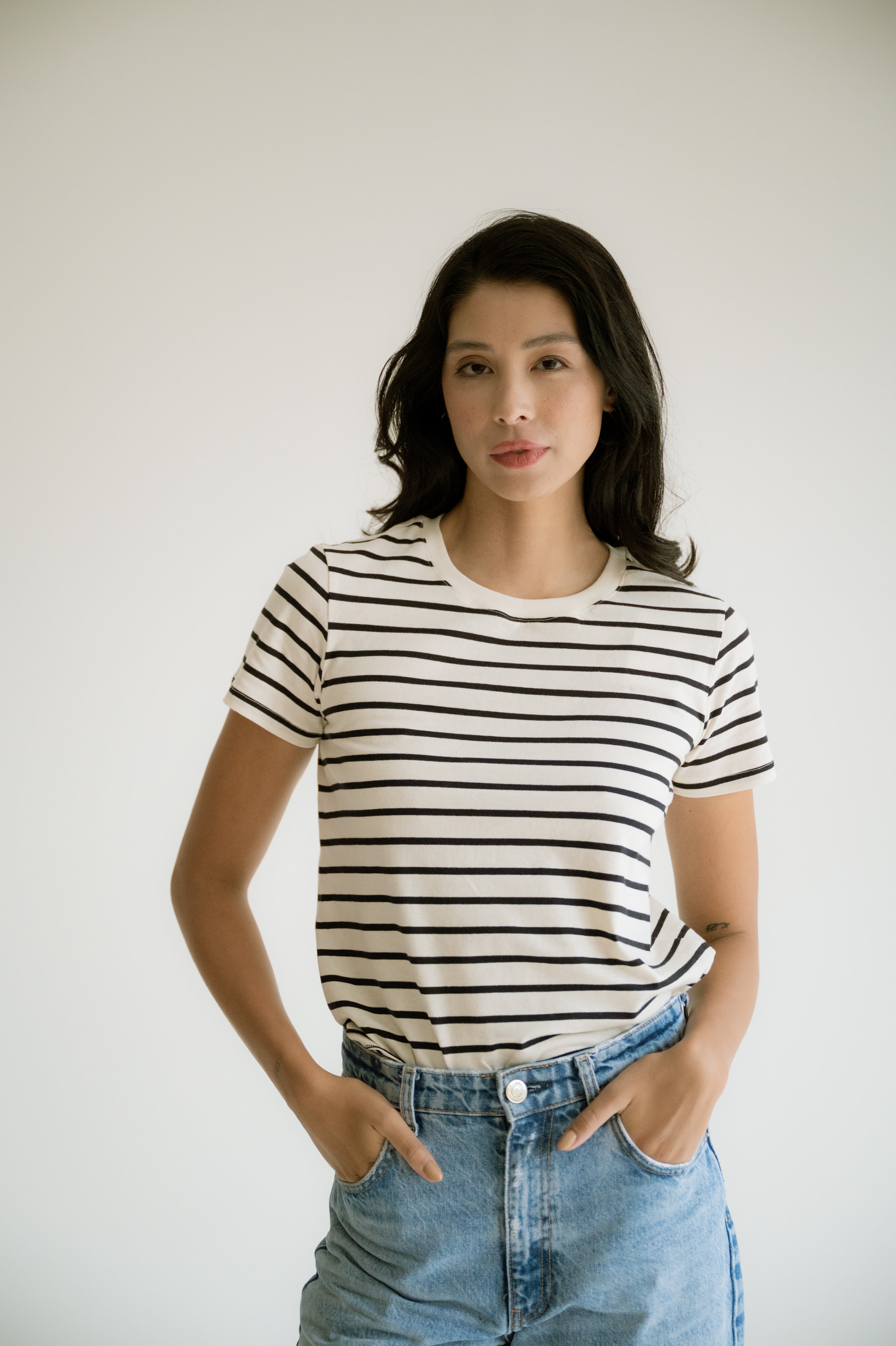 Camiseta Feminina Listrada 100% Algodão