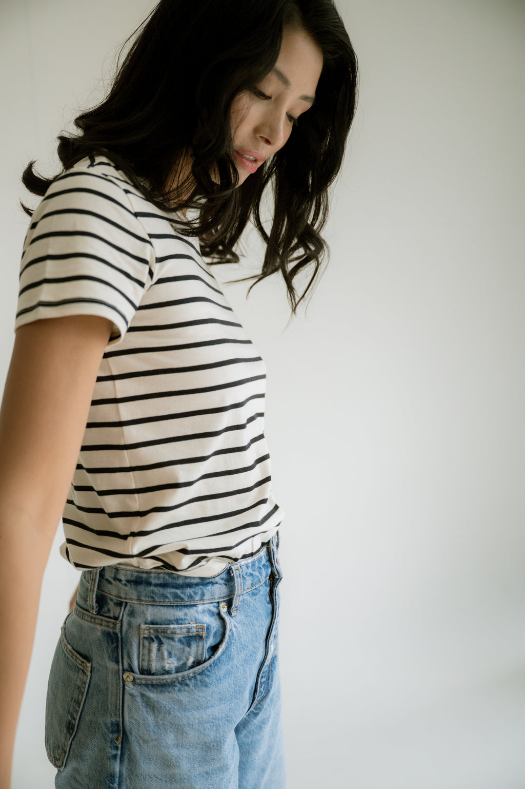 Camiseta Feminina Listrada 100% Algodão