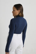 Blusa Manga Longa Algodão Egípcio Azul Marinho
