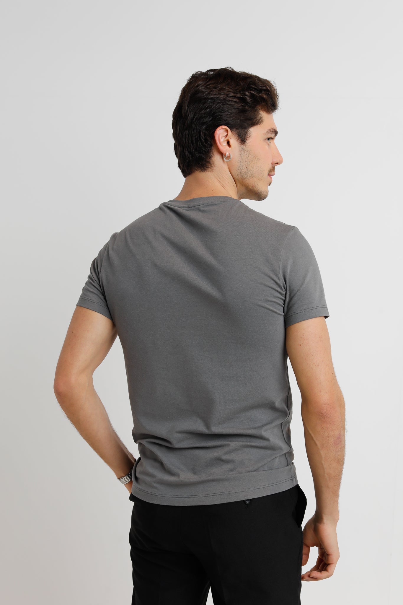 Camiseta Slim Fit Algodão Egípcio Cinza