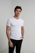 Camiseta Slim Fit V Algodão Egípcio Branca