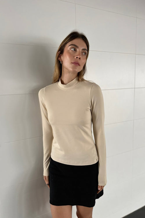Blusa Manga Longa Algodão Egípcio Creme