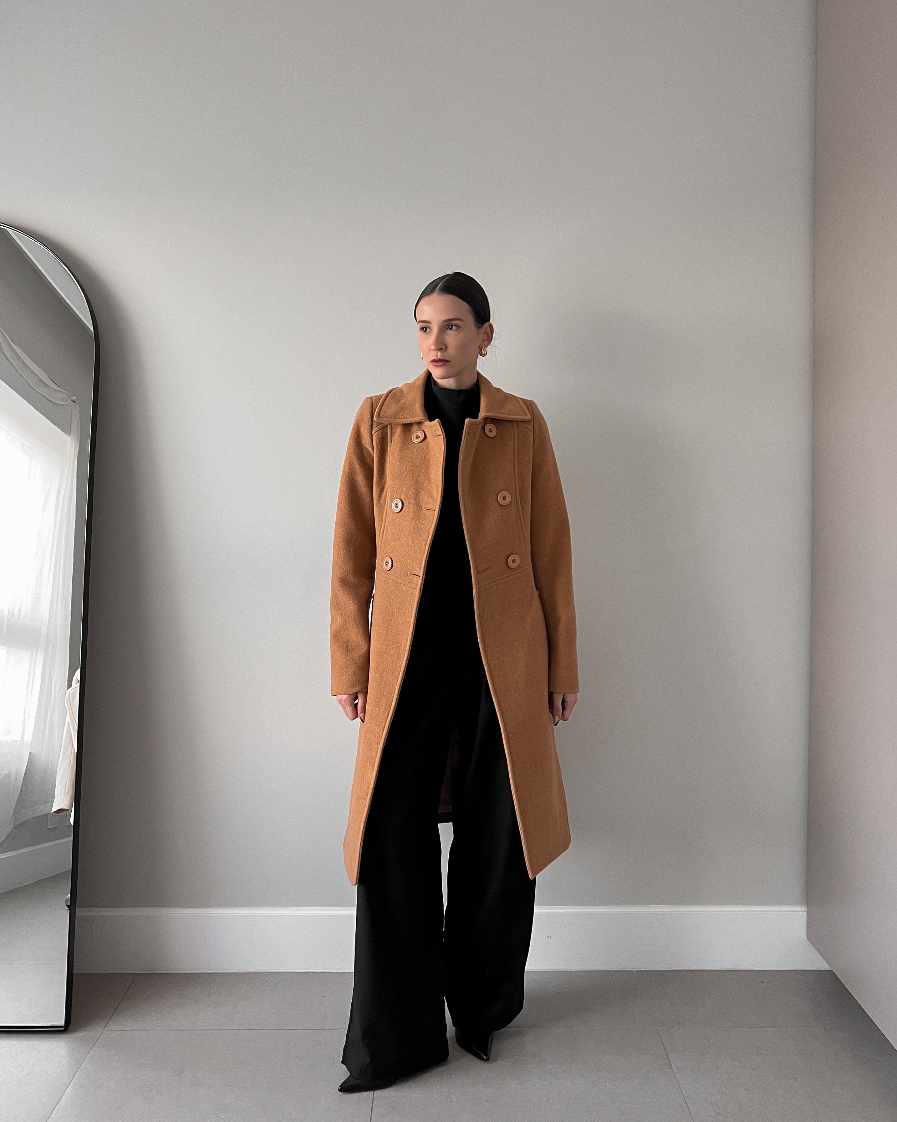 Casaco Minimal com Lã Golden Camel