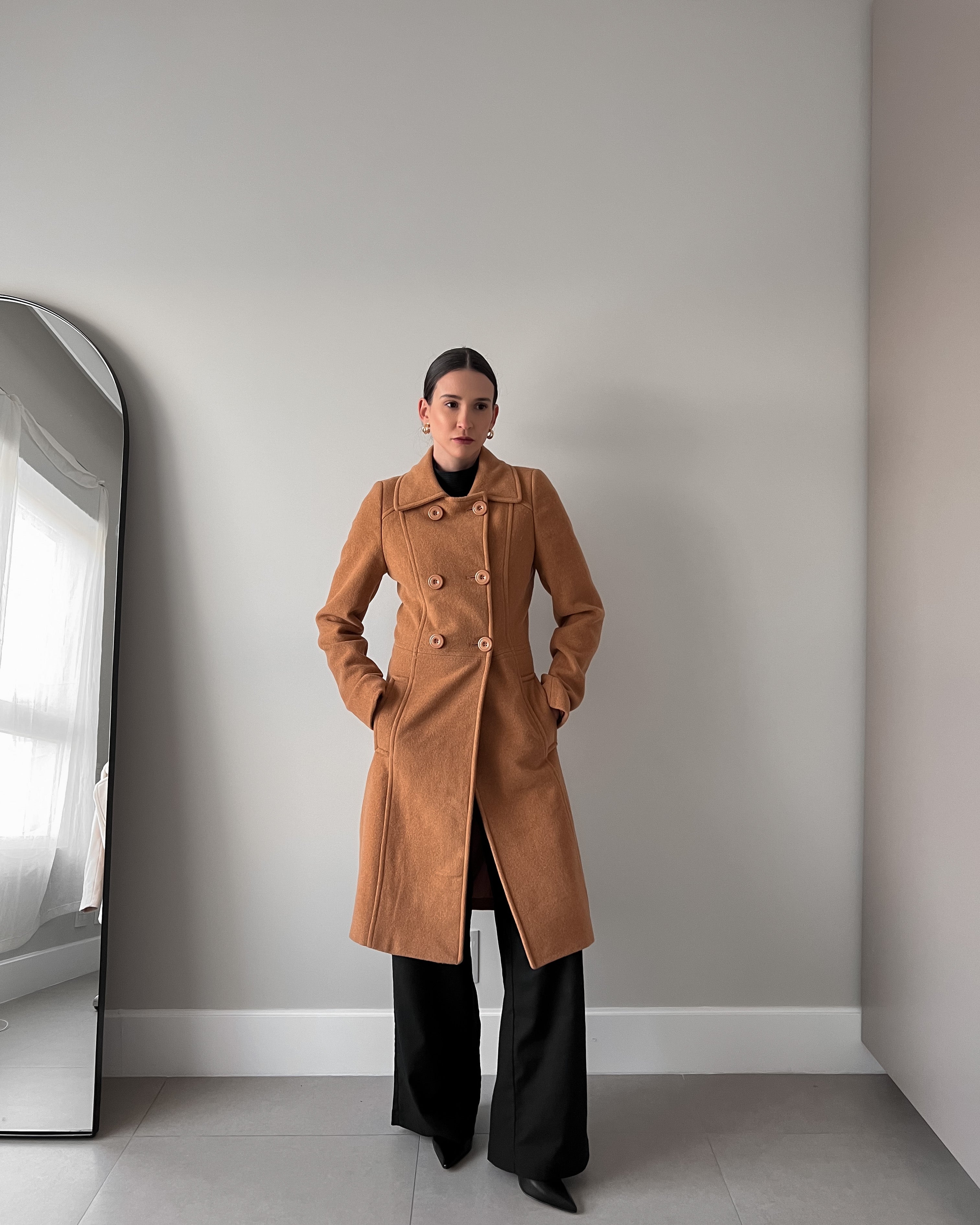 Casaco Minimal com Lã Golden Camel