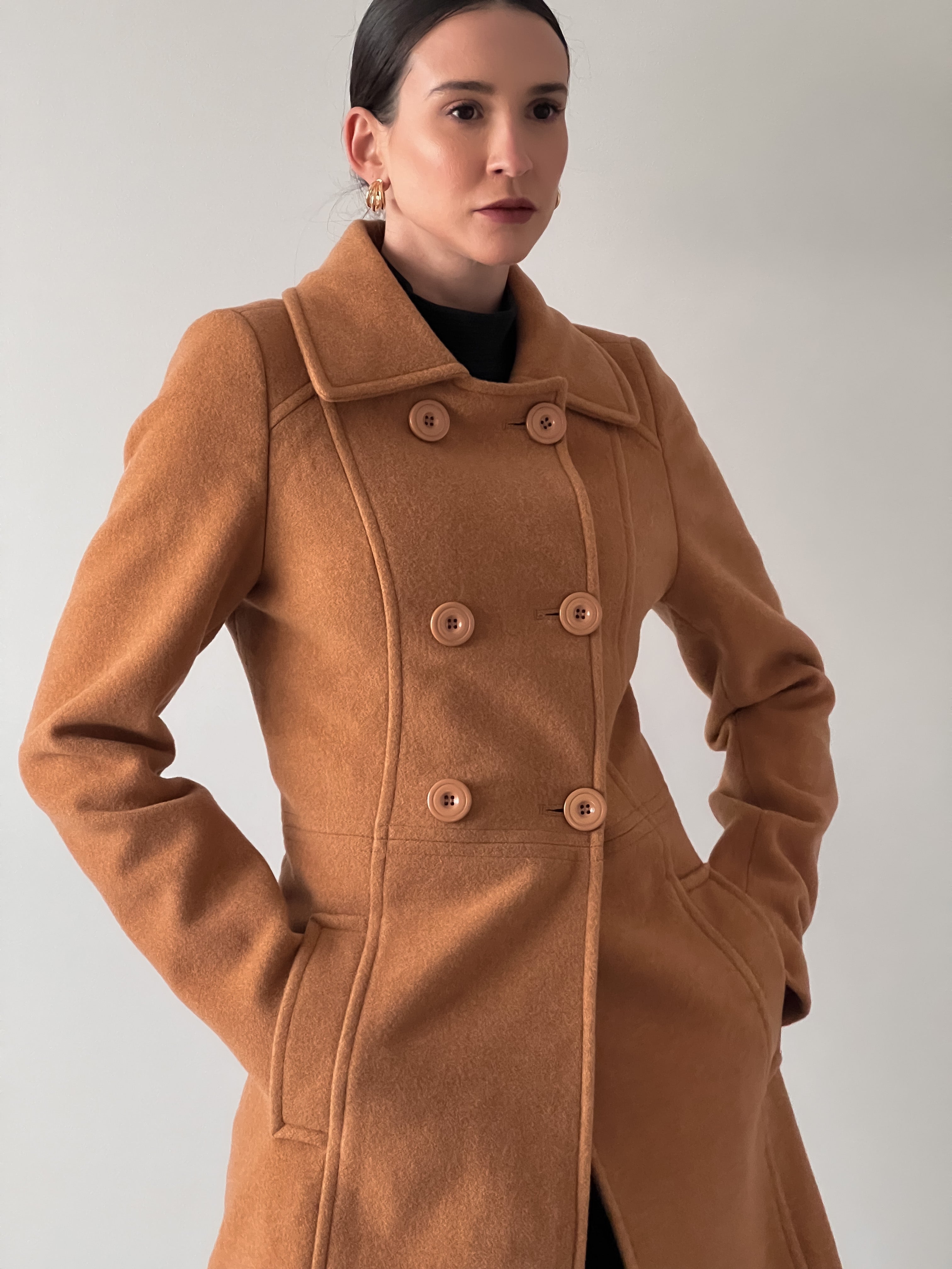 Casaco Minimal com Lã Golden Camel
