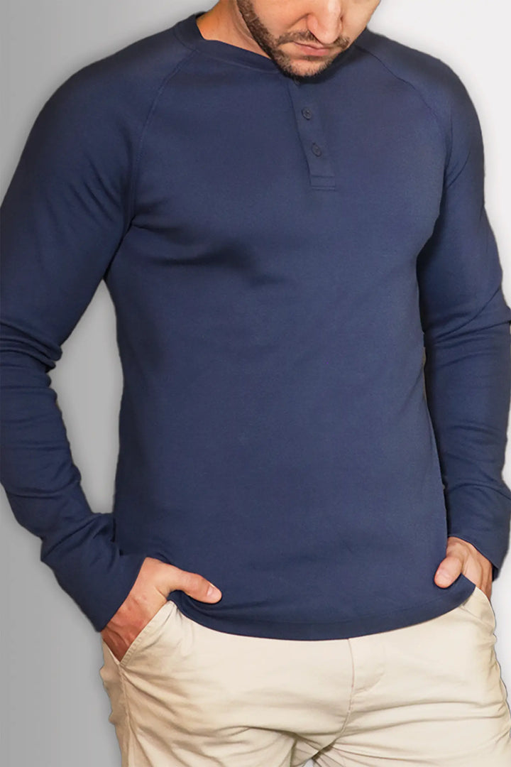 Henley Raglan Algodão Egípcio