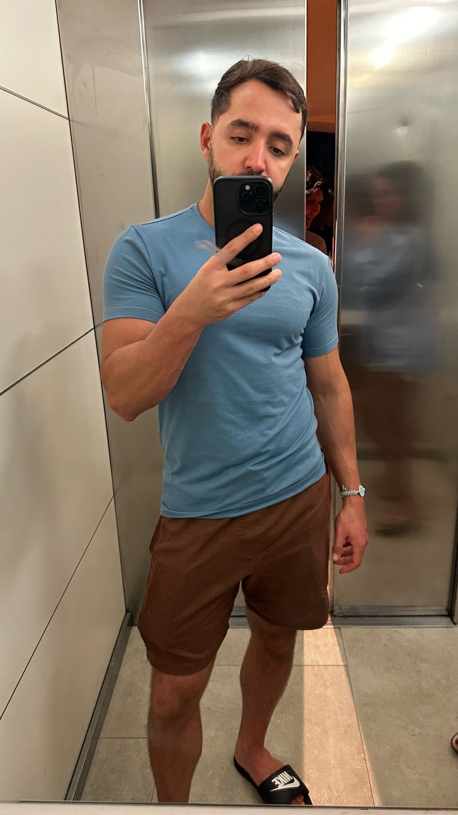 Camiseta Slim Fit Algodão Egípcio Azul Claro