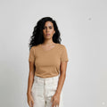 Camiseta Slim Everyday Decote V Algodão Egípcio Bege