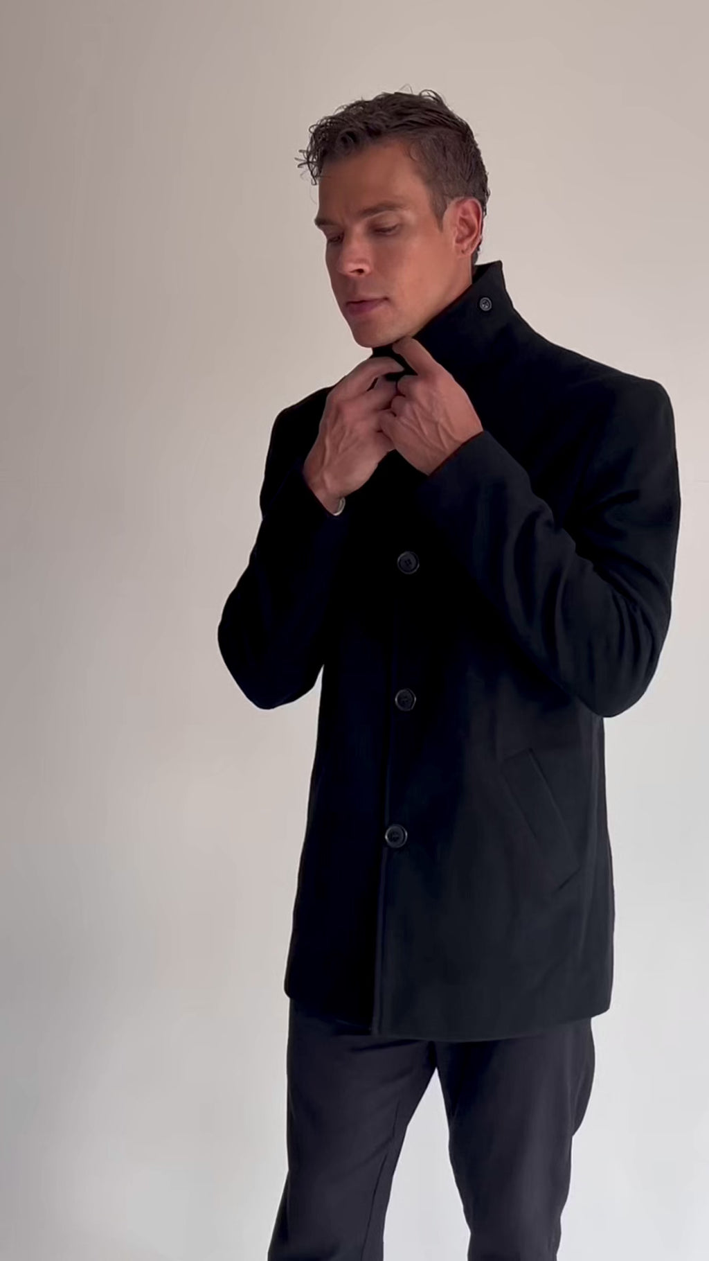 Casaco Minimal com Lã Preto