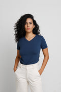 Camiseta Slim Everyday Decote V Algodão Egípcio Marinho